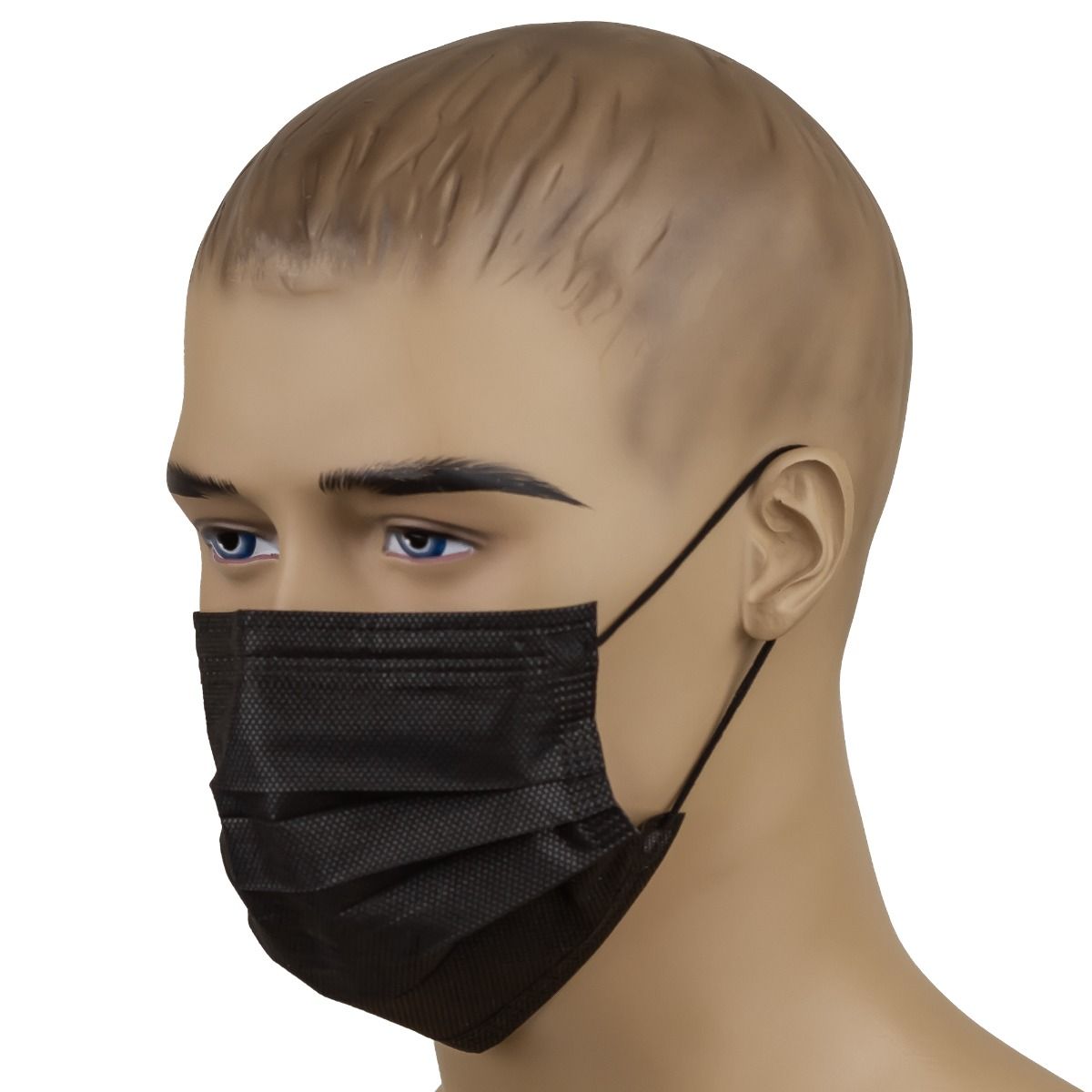 Masti chirurgicale medicale, cu elastic, negre, 50 bucati