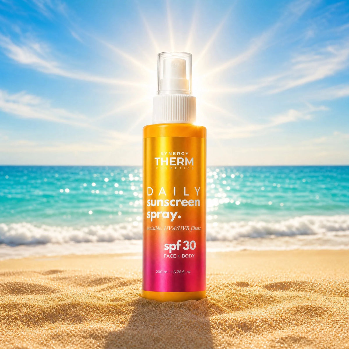 Daily Sunscreen Spray SPF 30, Protecție Solară Lejerǎ, UVA/UVB, Absorbție Rapidă, Fără Urme Albe, 200ML