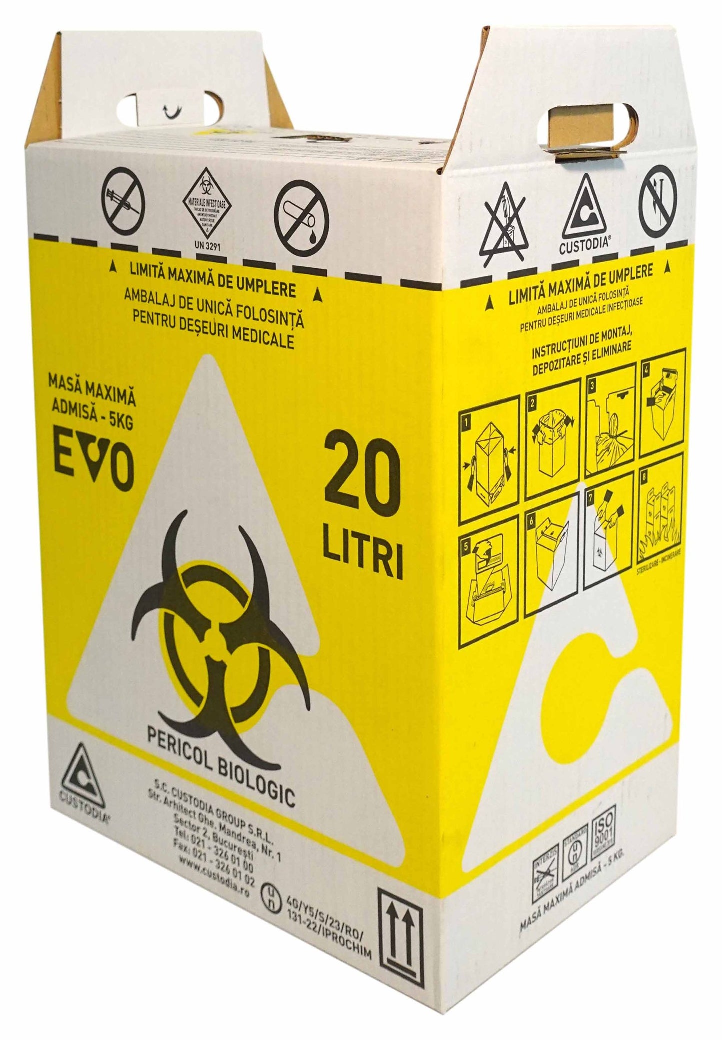 Cutii din carton pentru deșeuri infecțioase