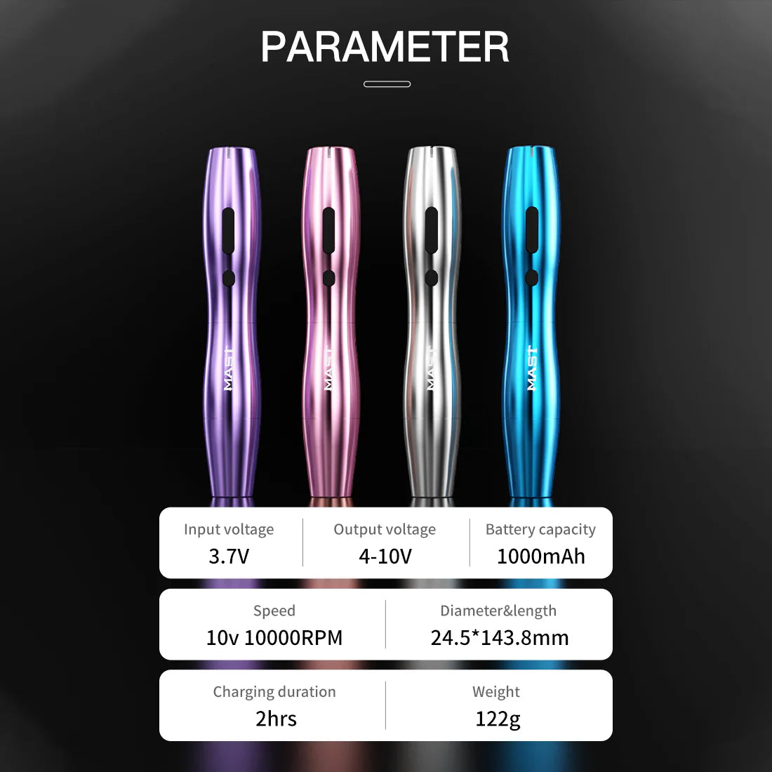 Aparat micropigmentare wireless MAST P20 negru (2 baterii)