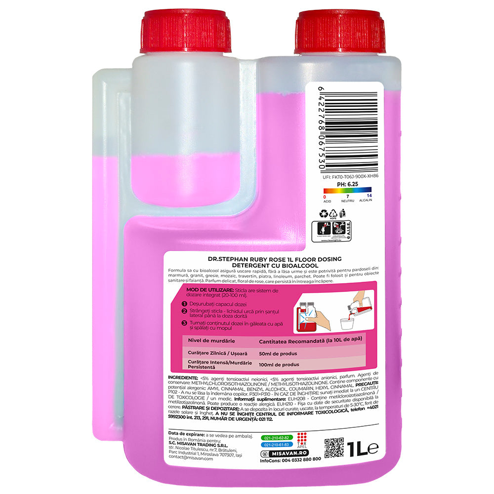 Detergent pardoseli profesional cu dozare precisa Dr. Stephan Ruby Rose 1L