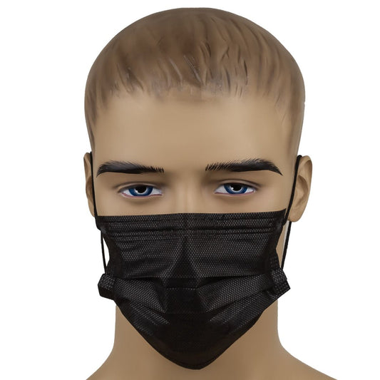 Masti chirurgicale medicale, cu elastic, negre, 50 bucati