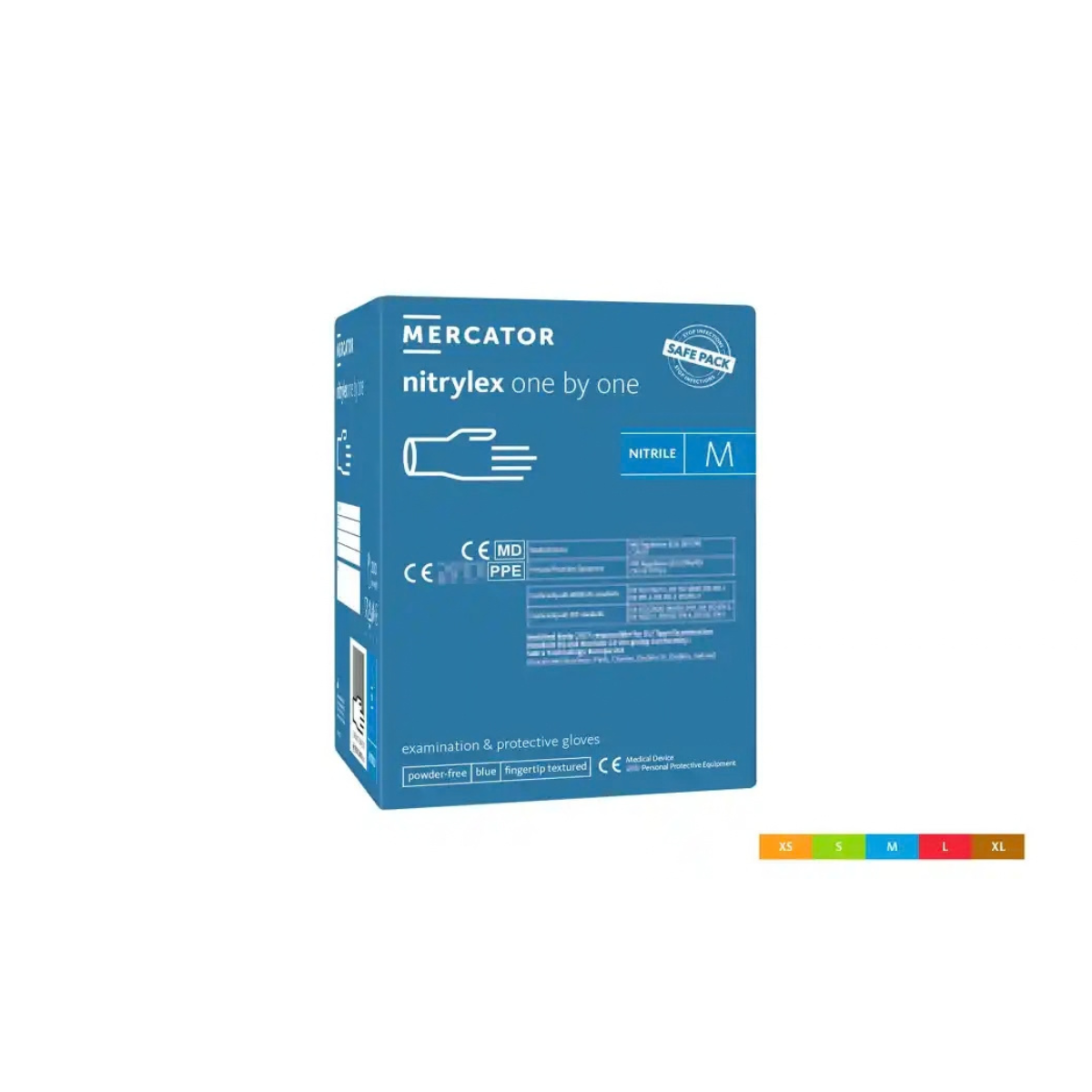 MERCATOR Nitrylex One by One – mănuși nitril, albastre, 200 buc./cutie, S