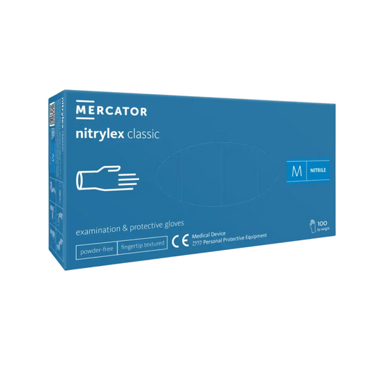 Manusi de examinare si protectie MERCATOR Nitrylex Classic Blue, nitril, fara pudra