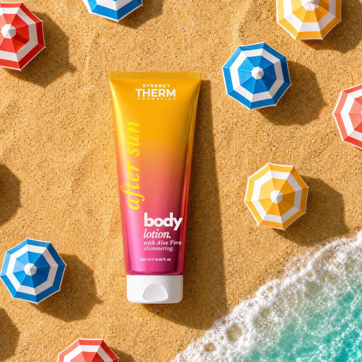 After Sun Body Lotion, Loțiune calmantă cu Aloe Vera pentru pielea expusă la soare, efect răcoritor și hidratant, 250ML