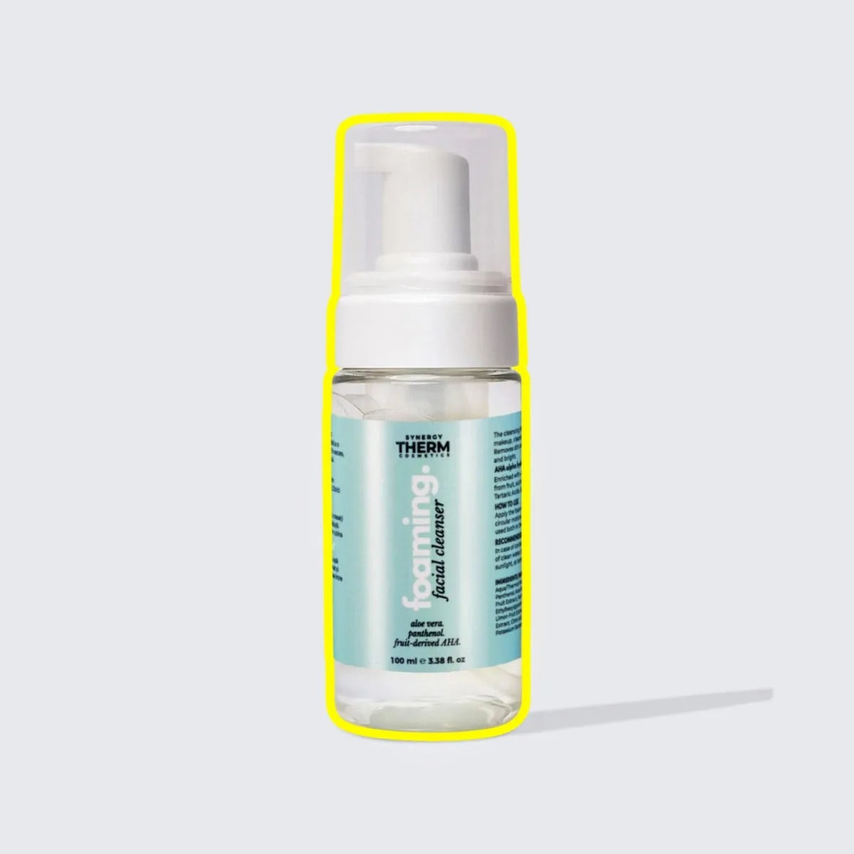 Spumă curățare ten, Mini Foaming Facial Cleanser 100ml, demachiant tip spumă cu acizi derivați din fructe, Aloe Vera și Panthenol