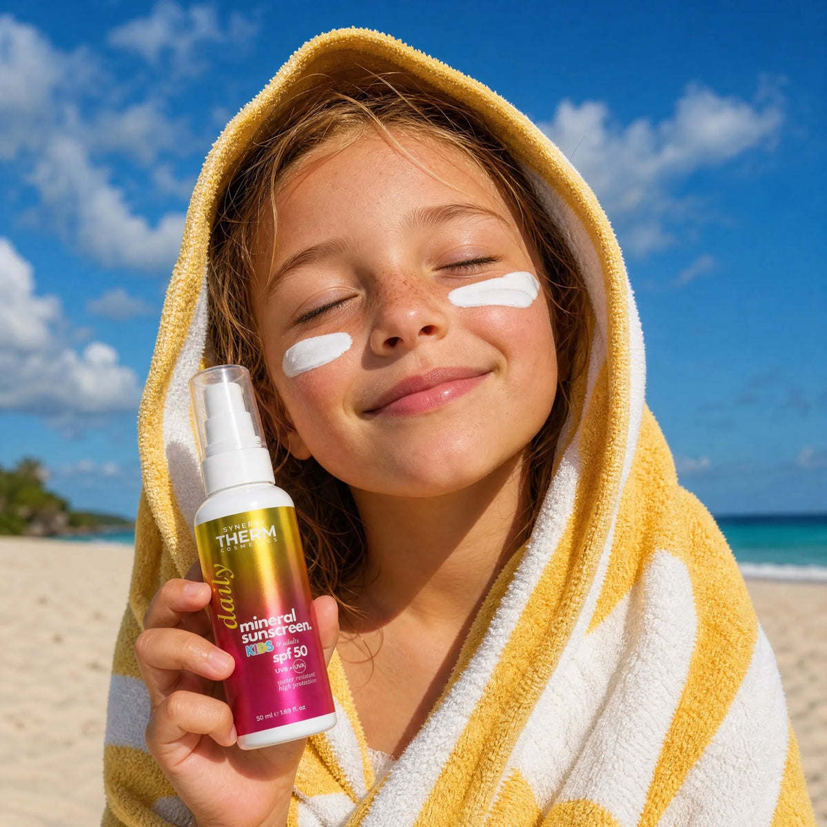 Loțiune Solară Minerală SPF 50 pentru Copii și Adulți, Rezistentă la Apă, Fără Parfum, 50ML