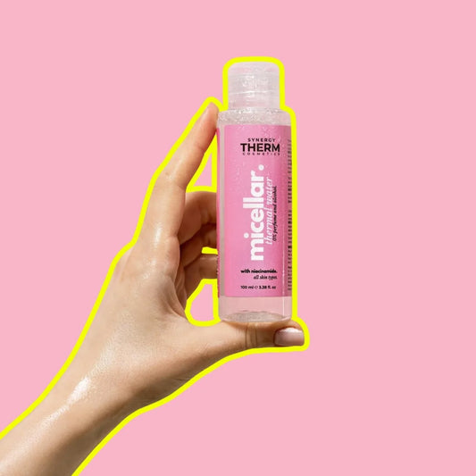 Apă micelară cu Niacinamidă și Betaină, Mini Thermal Micellar Water 100ml, ce îndepărtează eficient machiajul și impuritățile fără a irita tenul