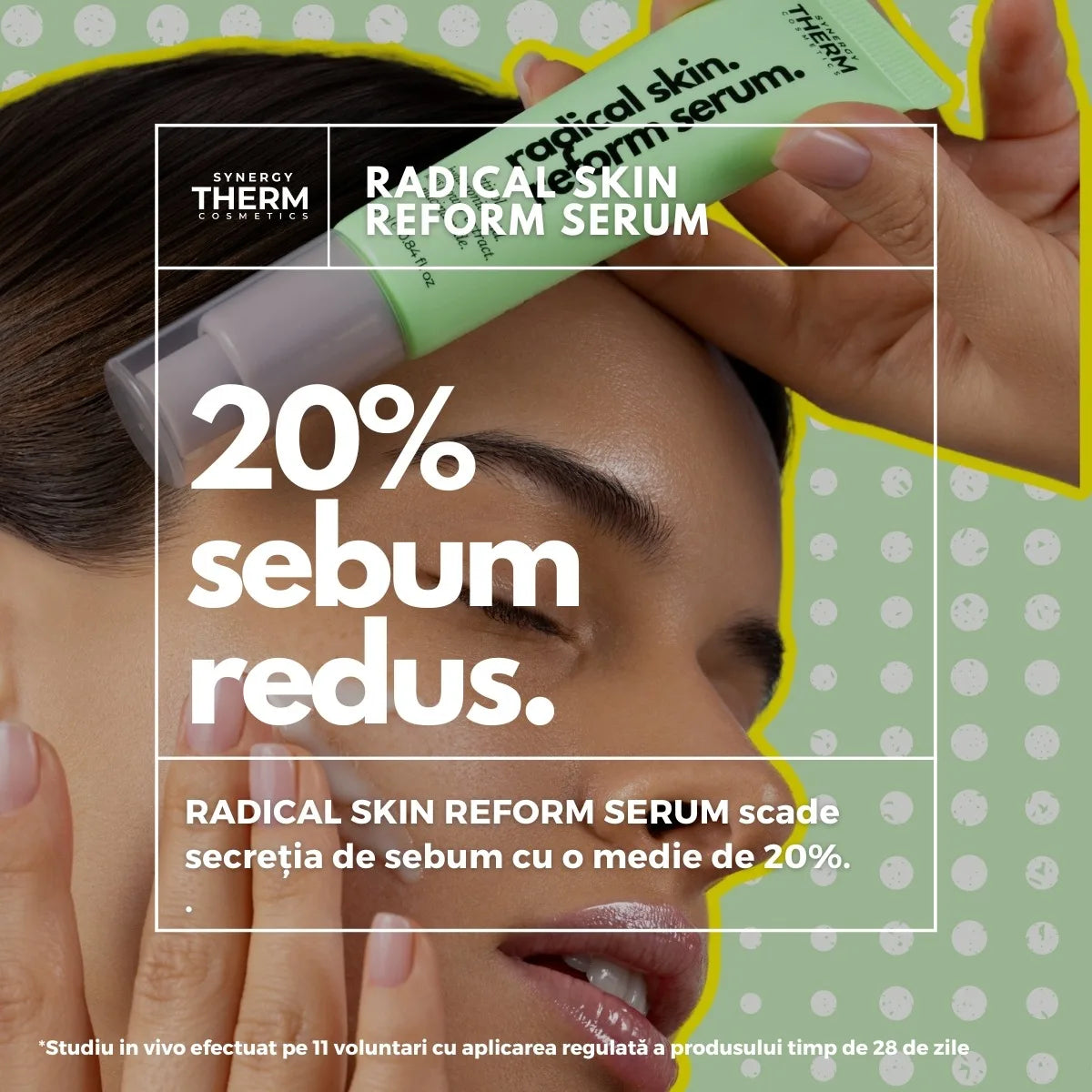 Ser seboregulator, Radical Skin Reform Serum, ser cu Niacinamida, Retinol și Acid Hialuronic, echilibrează secreția de sebum