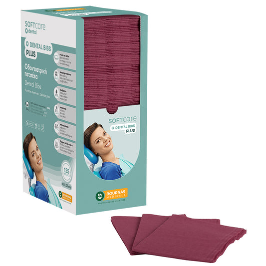 Bavete Soft Care Plus 3 straturi cu dispenser - Burgundy (125 bucati)
