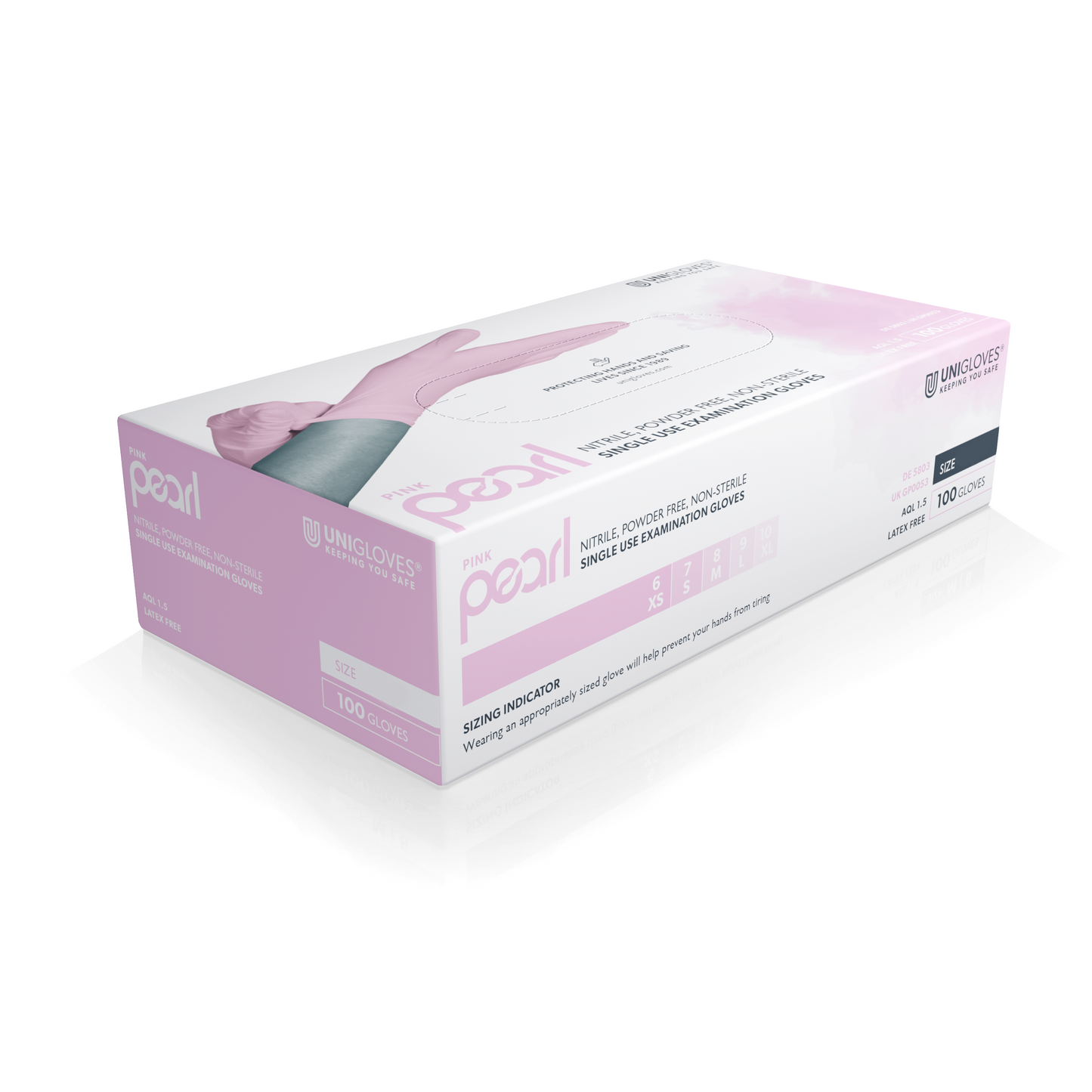Manusi nitril Unigloves Pink Pearl, medicale, fara pudra, 100 buc/cutie