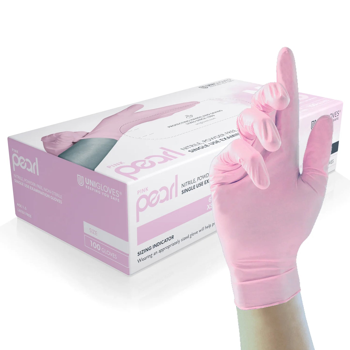 Manusi nitril Unigloves Pink Pearl, medicale, fara pudra, 100 buc/cutie