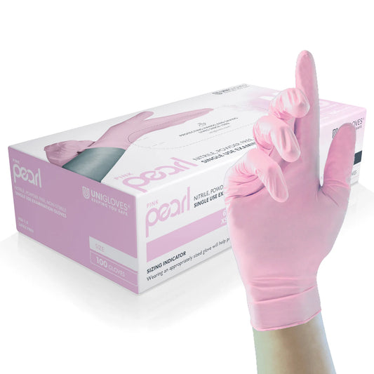 Manusi nitril Unigloves Pink Pearl, medicale, fara pudra, 100 buc/cutie