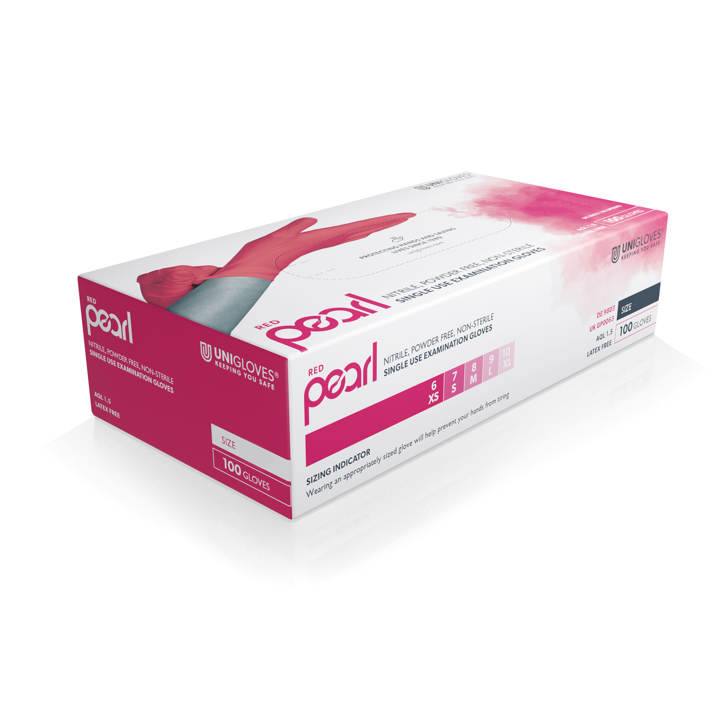 Manusi nitril Unigloves Red Pearl, medicale, fara pudra, 100 buc/cutie