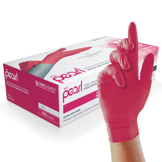 Manusi nitril Unigloves Red Pearl, medicale, fara pudra, 100 buc/cutie