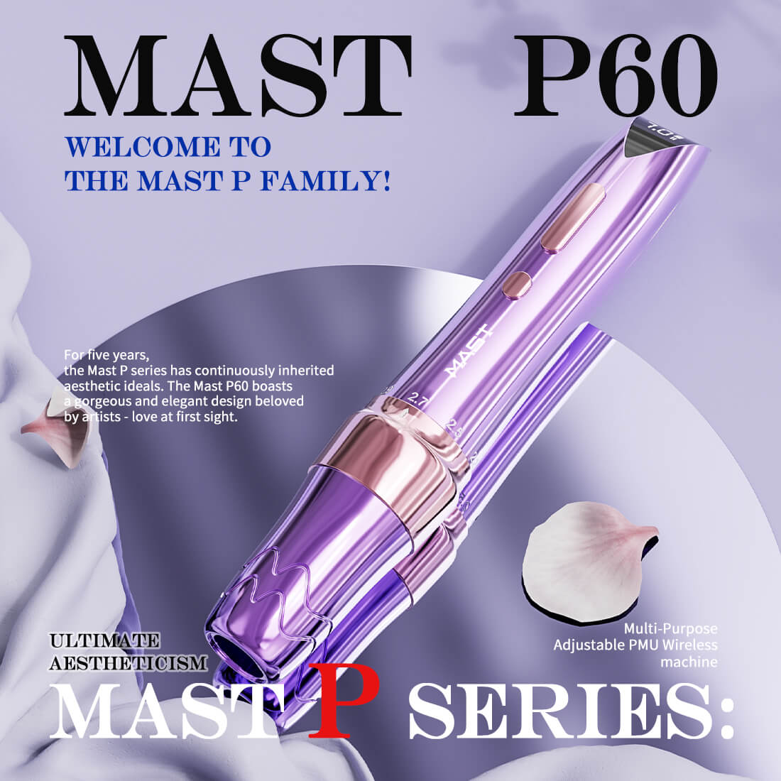 Aparat micropigmentare MAST P60, 2 baterii, PURPLE