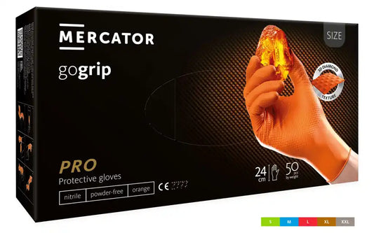 Mercator GoGrip Orange – Manusi nitril portocalii fara pudra, 50 bucati