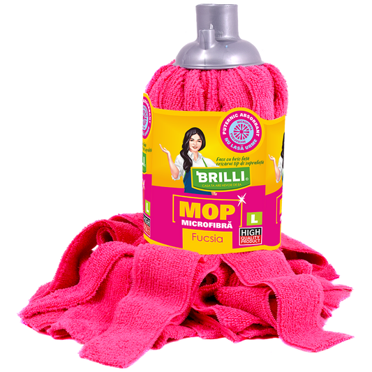Rezerva mop Brilli, microfibra, marime L, Fucsia