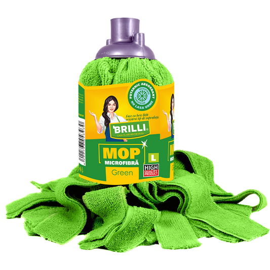 Rezerva mop Brilli, microfibra, marime L, Green