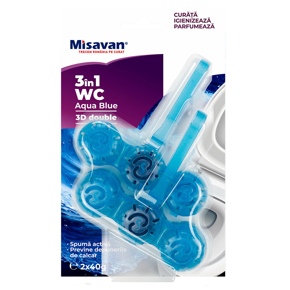 Odorizant toaleta Misavan Aqua Blue 3D 2x40g