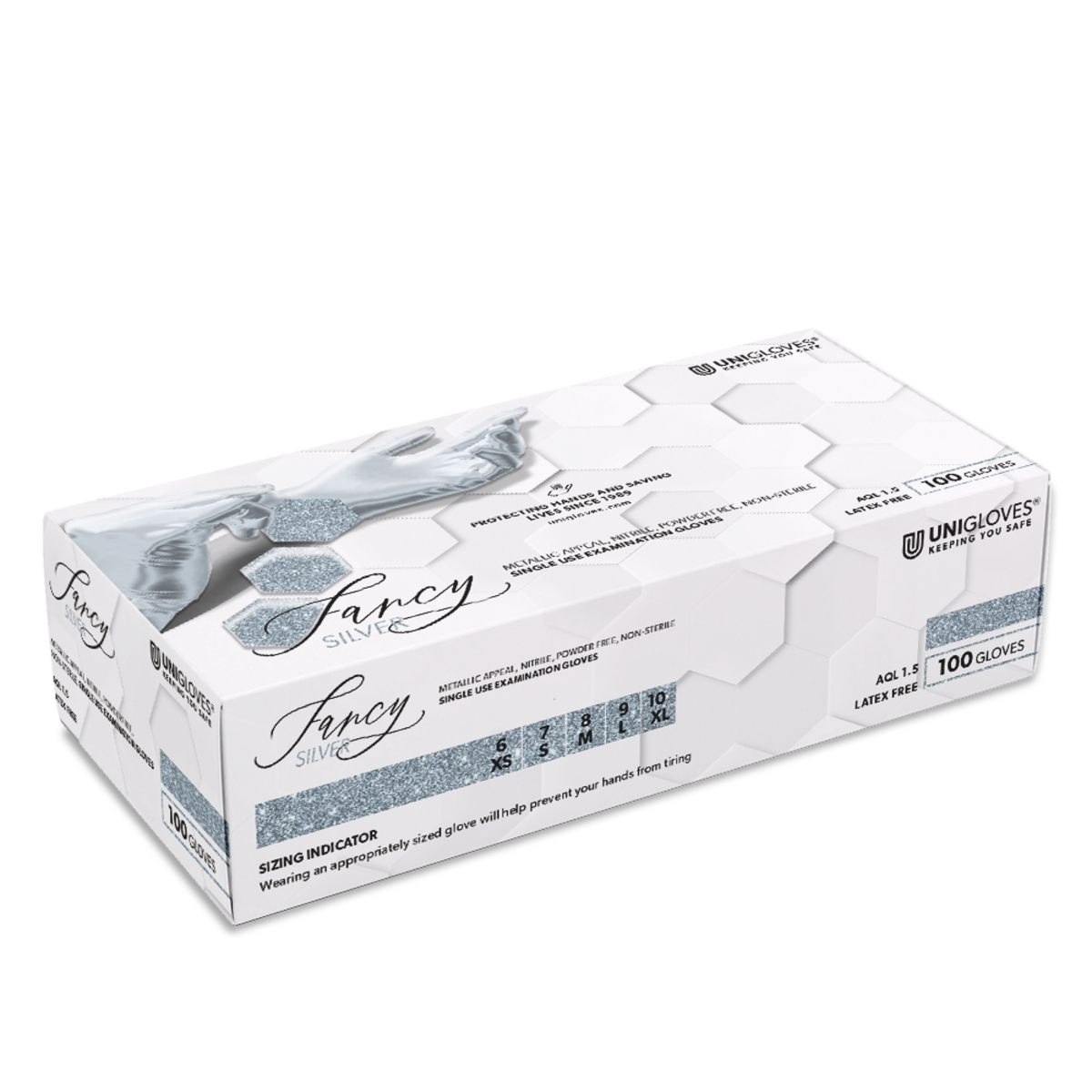 Manusi nitril Unigloves FANCY SILVER , uz medical si profesional